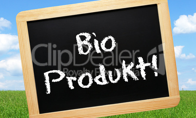 Bio Produkt ! - Konzept mit Wiese und Himmel