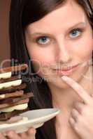 Chocolate - portrait young woman temptation