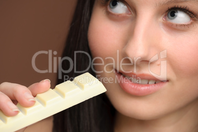 Chocolate - close-up woman enjoy sweets