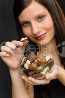 Chocolate - portrait young woman enjoy candy