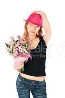 Pretty Woman Posing with Flowers