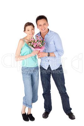 Happy Casual Couple on White Happy Casual Couple on White