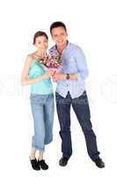 Happy Casual Couple on White