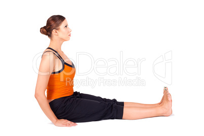 Woman Practicing Staff Pose Yoga Asana