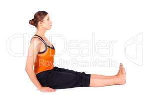 Woman Practicing Staff Pose Yoga Asana