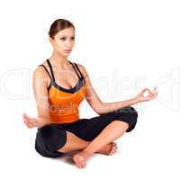 Fit Woman Practicing Sukhasana Yoga Pose