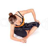 Woman Doing Toes Stretching Yoga Exercise