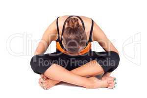 Woman Doing Toes Stretching Yoga Exercise