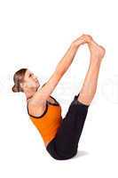 Woman doing Both Big Toes Yoga Exercise