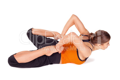 Woman Doing Frog Pose Yoga Exercise
