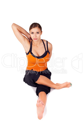 Fit Attractive Woman Practicing Back Stretching Yoga Pose