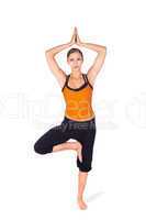 Fit Attractive Woman Practicing Yoga Tree Pose