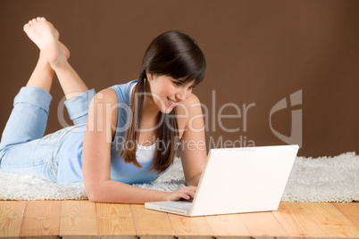 Home study - woman teenager with laptop