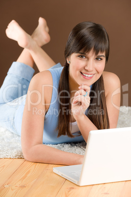 Home study - woman teenager with laptop