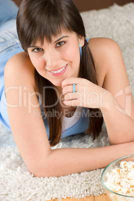 Woman teenager relax lying down