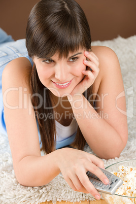 Woman teenager watch television