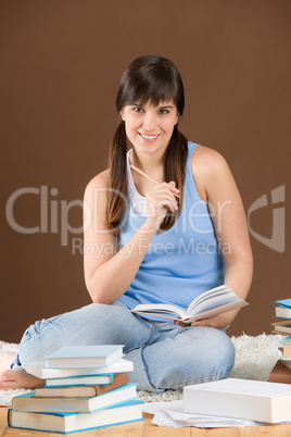 Home study - woman teenager read book