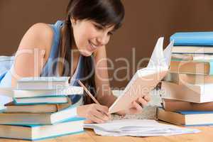 Home study - woman teenager write notes