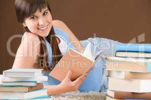 Home study - woman teenager read book