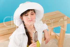 Summer - woman teenager enjoy ice lolly