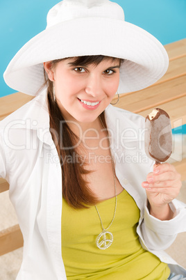 Summer - woman teenager enjoy ice lolly