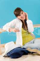 Summer - young woman listen music mp3 player