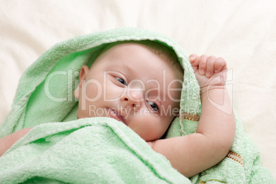 Little Baby Girl Wrapped in Towel
