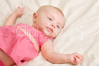 Baby Girl Toddler Lying on Bed