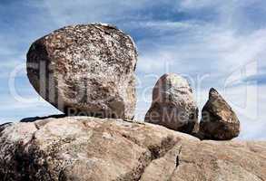 Three balanced boulders
