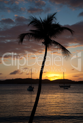 Sunset over yacht