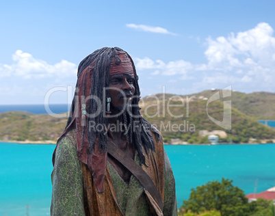 Old statue of Jack Sparrow in St Thomas