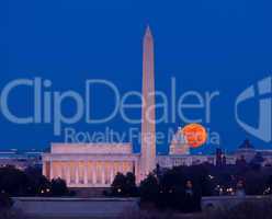 Harvest moon rising over Capitol in Washington DC