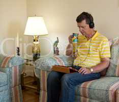 Boomer reading on tablet computer