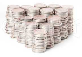 Stacks of pure silver coins