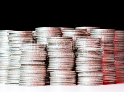 Stacks of pure silver coins