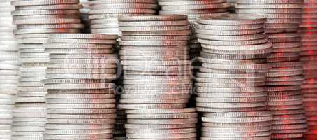 Stacks of pure silver coins