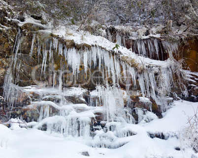 Weeping wall in Smoky Mountains covered in ice