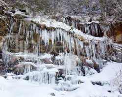 Weeping wall in Smoky Mountains covered in ice