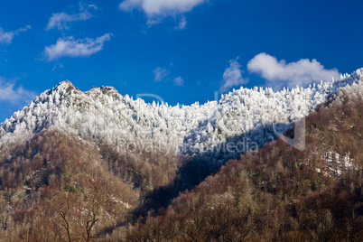 Chimney Tops in snow in smokies