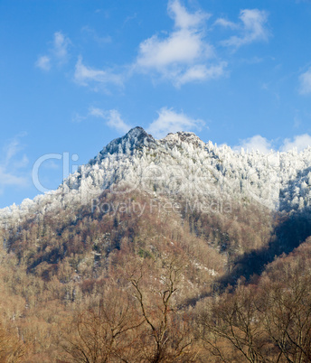 Chimney Tops in snow in smokies