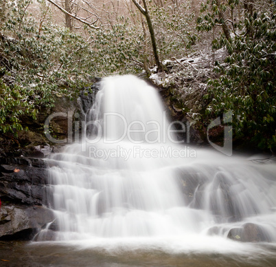 Laurel Falls in Smoky Mountains in snow