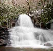 Laurel Falls in Smoky Mountains in snow