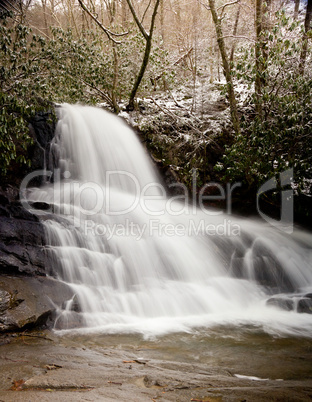 Laurel Falls in Smoky Mountains in snow