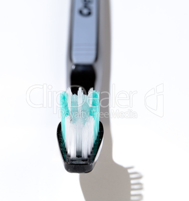 End view of toothbrush head and bristles