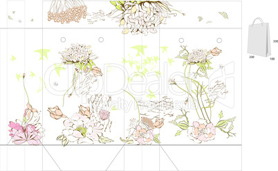 Template for bag with flowers