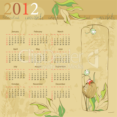 Vintage template for calendar 2012