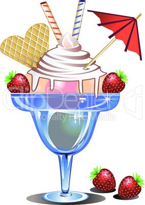Ice cream with strawberry
