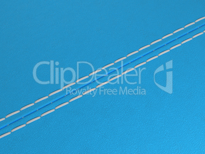 Blue diagonal stitched leather background