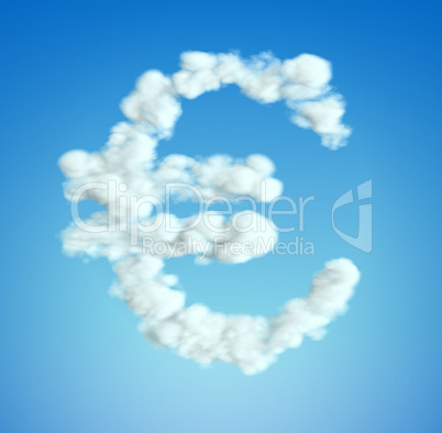 Cloud Euro currency symbol shape