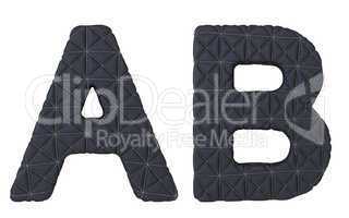 Luxury black stitched leather font A B letters